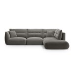 Canap d'angle droit modulable 7 places tissu structurel gris fonc