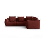 Canapé d'angle droit modulaire 3 places en tissu structurel rouge Canapé d'angle droit modulaire 3 places en tissu structurel rouge