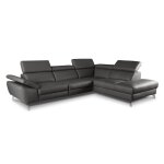 Canap angle droit relax lectrique cuir anthracite 5 places