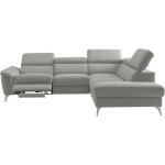 Canap angle droit relax lectrique cuir gris clair 5 places