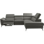 Canap angle droit relax lectrique cuir gris fonc 5 places