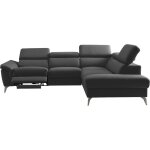 Canap angle droit relax lectrique cuir noir 5 places