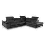 Canap angle droit relax lectrique cuir noir 5 places