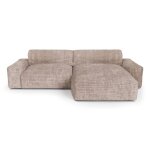 Canapé angle droit velours côtelé xxl taupe 220cm Canapé angle droit velours côtelé xxl taupe 220cm