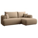 Canapé d'angle droit, en velours easy - clean, beige Canapé d'angle droit, en velours easy - clean, beige