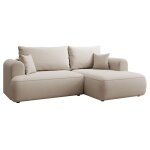 Canapé d'angle droit, en velours easy - clean, crème Canapé d'angle droit, en velours easy - clean, crème