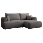 Canap d'angle droit, en velours easy - clean, gris fonc