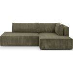 Canap d'angle  droite convertible 3 places en velours ctel vert
