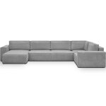 Canap d'angle  droite convertible 8 places en velours ctel gris