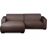 Canap� d'angle gauche 1 relax �lectrique velours cotel� chocolat