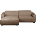 Canap� d'angle gauche 1 relax �lectrique velours cotel� marron