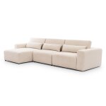 Canap d'angle gauche 3 places ttires relevables bois de pin beige