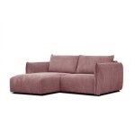 Canap d'angle gauche 3 places tissu vieux rose