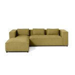 Canap d'angle gauche 4 places en tissu textur jaune