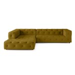 Canap d'angle gauche 5 places en velours jaune