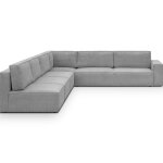 Canap d'angle  gauche convertible 10 places en velours ctel gris
