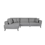 Canapé d'angle gauche convertible 2 coffres en tissu - gris clair Canapé d'angle gauche convertible 2 coffres en tissu - gris clair