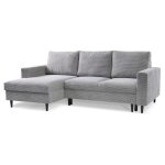 Canap� d'angle gauche convertible 3 places gris clair