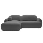 Canap� d'angle gauche convertible 4 places en tissu bouclette gris