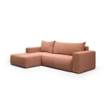 Canap d'angle gauche convertible 4 places en tissu orange