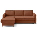 Canap d'angle gauche convertible 4 places en tissu velours relief