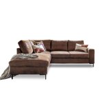 Canap� d'angle gauche convertible 5 places en microfibre marron
