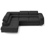 Canap d'angle gauche convertible 5 places en simili gris anthracite