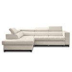 Canapé d'angle gauche convertible 5 places en tissu beige Canapé d'angle gauche convertible 5 places en tissu beige