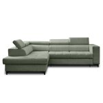 Canapé d'angle gauche convertible 5 places en tissu vert sauge Canapé d'angle gauche convertible 5 places en tissu vert sauge