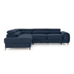 Canap d'angle gauche convertible 5 places en velours bleu marine