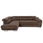 Canapé d'angle gauche convertible 5 places en velours côtelé marron Canapé d'angle gauche convertible 5 places en velours côtelé marron