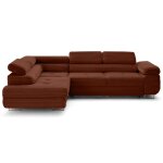 Canap d'angle gauche convertible 5 places en velours grosses ctes