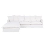 Canap� d'angle gauche convertible 6 places en lin sup�rieur blanc