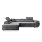 Canapé d'angle gauche convertible 6 places velours côtelé gris foncé Canapé d'angle gauche convertible 6 places velours côtelé gris foncé