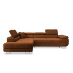 Canap d'angle gauche convertible 6 places velours ctel terracotta