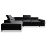 Canapé d'angle gauche convertible 6 places en velours noir Canapé d'angle gauche convertible 6 places en velours noir