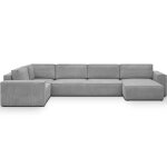 Canap d'angle  gauche convertible 8 places en velours ctel gris