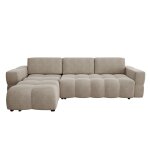 Canapé d'angle gauche convertible coffre 5 places velours taupe Canapé d'angle gauche convertible coffre 5 places velours taupe