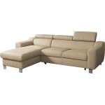 Canap d'angle gauche convertible cuir beige 5 places