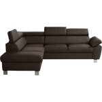 Canap d'angle gauche convertible cuir chocolat 5 places