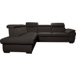 Canap d'angle gauche convertible en cuir chocolat 5 places