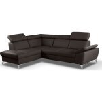 Canap d'angle gauche convertible en cuir chocolat 5 places