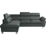 Canap angle gauche convertible cuir gris fonc 5 places