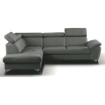 Canap d'angle gauche convertible cuir gris fonc 5 places
