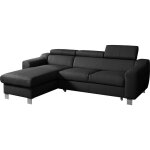 Canap� d'angle gauche convertible en cuir noir 5 places