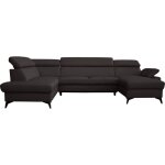 Canap d'angle gauche convertible cuir noir 7 places