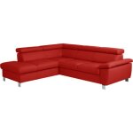 Canap angle gauche convertible cuir rouge fonc 5 places