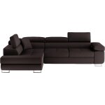 Canap� d'angle gauche convertible simili cuir 5 places chocolat