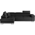 Canap� d'angle gauche convertible simili cuir 5 places, noir