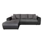 Canap d'angle gauche convertible en simili et microfibre - gris / noir